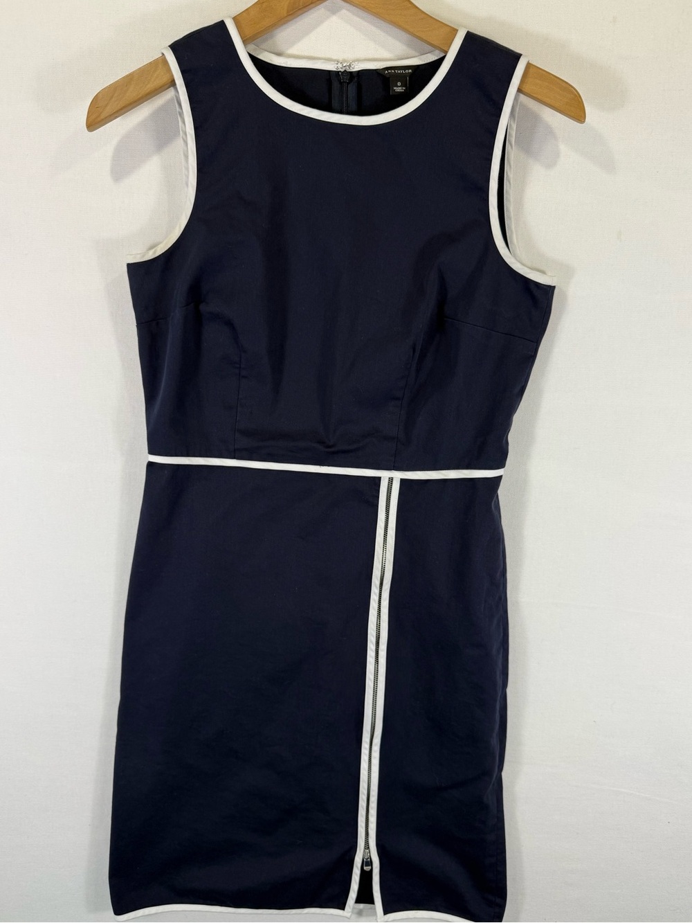 Ann Taylor Navy Mini Dress with White Piping